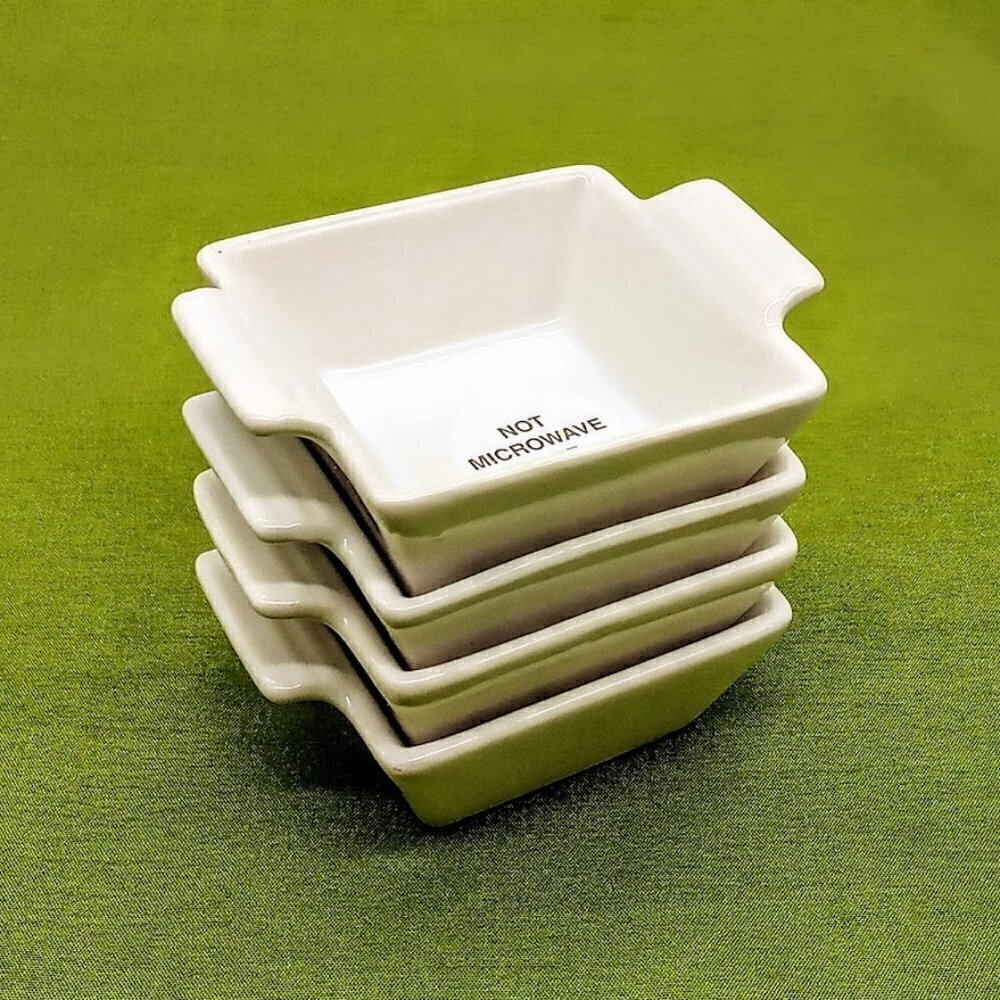 Set of 4 Pier 1 White Ceramic Square Dipping Bowls